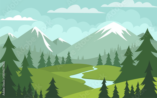 mountain landscape with trees