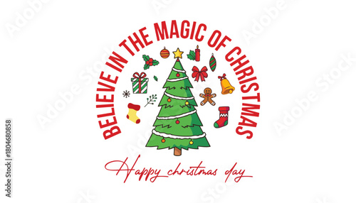 Christmas tree holiday season festive merry christmas design