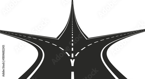 Illustration of a road splitting into three different directions