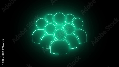 Wallpaper Mural cyan color teamwork Icons concept. A group of people icon, Connected people icon. Animated of Neon group people icon isolated on dark background. Torontodigital.ca