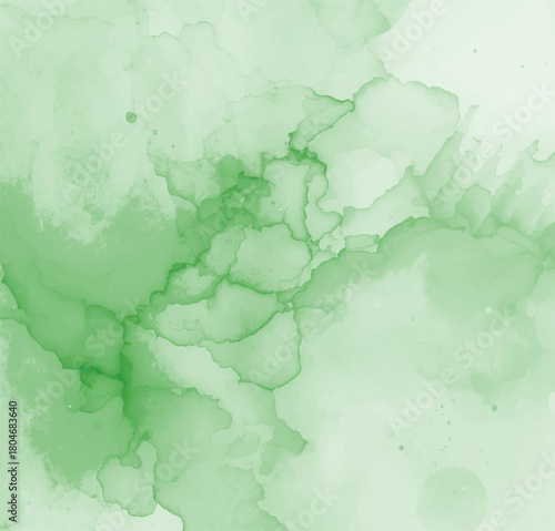 Watercolor green background with abstract stains and splashes, creating a calming and organic texture, perfect for adding a touch of nature to your designs