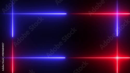 Wallpaper Mural Neon line glowing rectangle frame on black background. Glowing blue and red neon frame animation rectangle shape. Torontodigital.ca