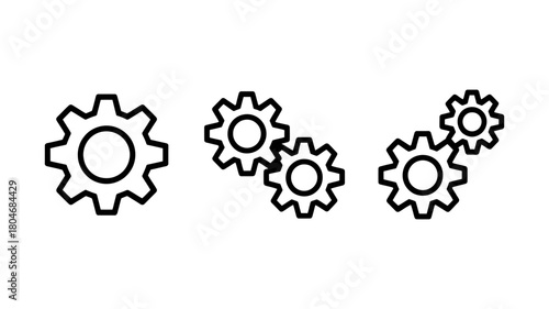 Gear icons illustration depicting connection, settings, progress, innovation, technology, engineering, and teamwork for business development, systems, and mechanics concepts.