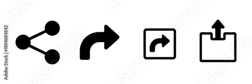 User interface icons set featuring share, reply, forward, and upload/export symbols, perfect for web and mobile application design elements.