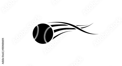 Dynamic baseball with motion streaks conveys speed and action, ideal for sports branding, team logos, and energetic designs with a modern minimalist feel