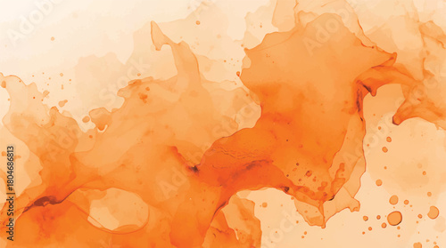 Watercolor orange background with abstract stains and splashes, creating a vibrant and dynamic texture, perfect for adding a touch of energy to your designs