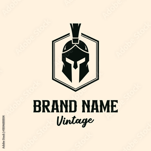 Vintage Spartan Helmet Emblem for Brand Identity.