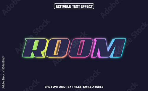 Room text Modern Bright 3D text effect Editable 