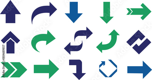 Diverse Collection of Directional Arrows in Blue and Green