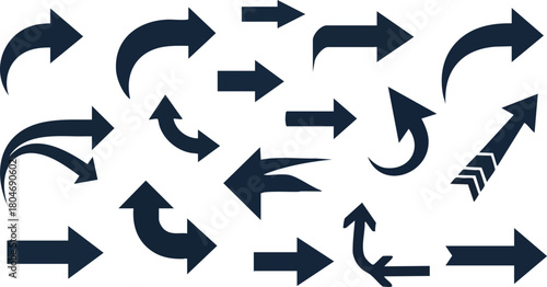 Diverse Arrow Set Directional Icons in Dark Blue