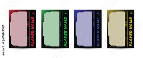 Trading card template design for sports, picture frame for player performance, photo frame or border collection for hockey, basketball and football player, sports flyer design, template eps 10.