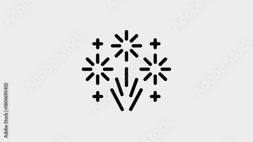 Fireworks icon minimalist line art design vector illustration for festive events and celebrations