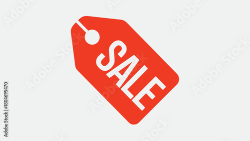 Red sale tag icon simple flat vector illustration for retail promotion isolated on white background