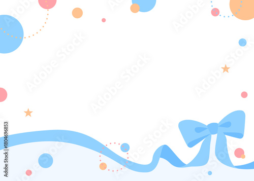 リボンのデコレーションフレーム、円形オブジェクト、ポップなデザイン