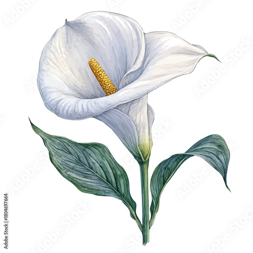 watercolor vector of Calla Lily Flower, isolated on a white background.