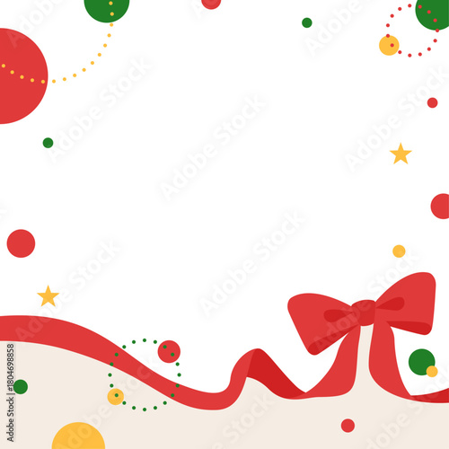 リボンのデコレーションフレーム、円形オブジェクト、ポップなデザイン、正方形サイズ