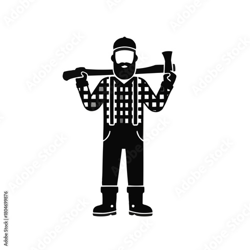 Classic lumberjack outline ready for the forest, a symbol of hard work and determination. A timeless icon, ideal for vintage designs and rugged branding projects.