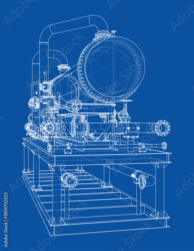 Industrial Machinery Blueprint. Vector