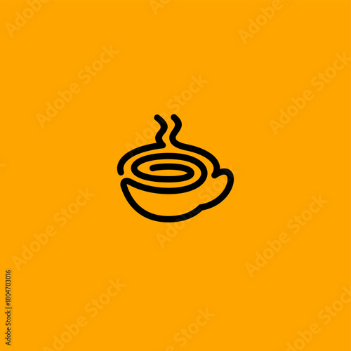 Steaming Coffee Cup Icon On Orange Background For Food, Beverage, And Cozy Mood, coffee logo