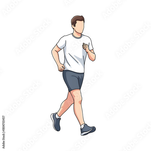 Energetic Runner: An active individual strides forward, engaging in a cardio workout, embodying health and wellness through a vibrant illustration.