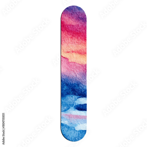 Watercolor vector illustration of Nail File, isolated on white background.