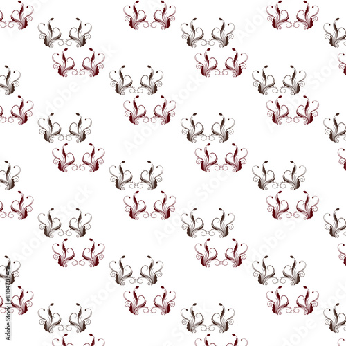 Floral vector ornament with swirls seamless design