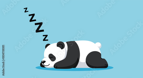Cute Panda Sleeping Peacefully on a Blue Background 2.