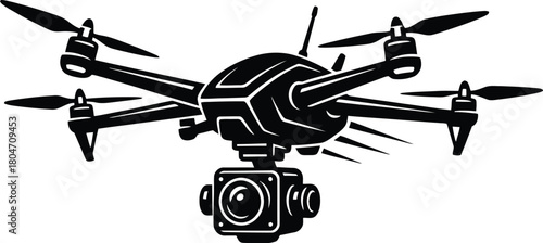 Drone silhouette flying in a futuristic style