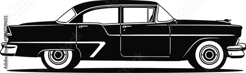 Sedan car silhouette in profile vector art