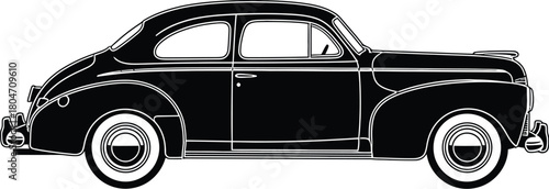 Sedan car silhouette in profile vector art