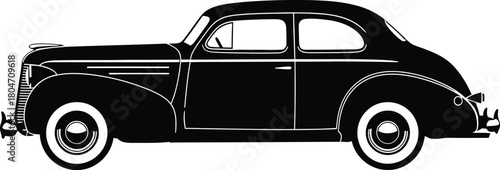 Sedan car silhouette in profile vector art
