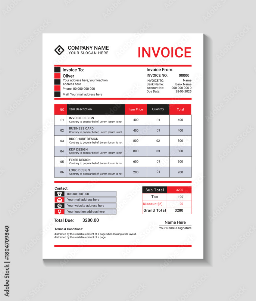 Obraz premium Professional invoice template design with clean business layout