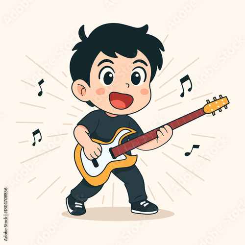Rockstar in a cute cartoon style