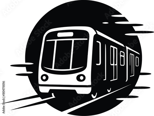 Subway train silhouette entering a dark tunnel vector