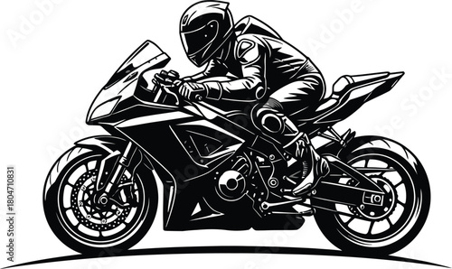Motorcycle silhouette vector with a dynamic rider pose