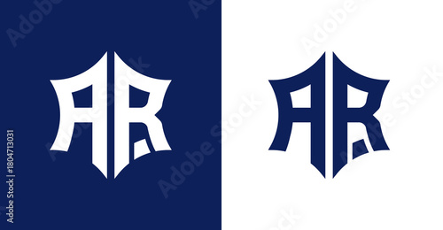 AR Letter Logo Design. Hexagon Letter AR monogram Design.