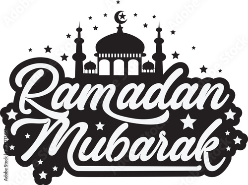 Ramadan Kareem handwritten text calligraphy. Vector illustration. Great for banner designs, greeting cards, invitations, etc.