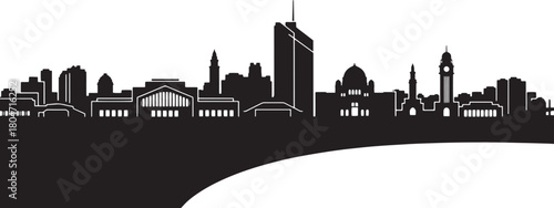Belgrade city skyline vector silhouette illustration with architecture landmarks