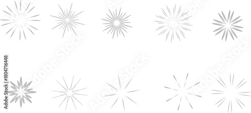 Vector illustration of a sunlight set, white sun rays