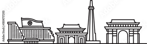 Pyongyang city outline skyline vector north korea architecture landmark design