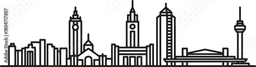 Thin line style cityscape silhouette of tallahassee florida urban architecture