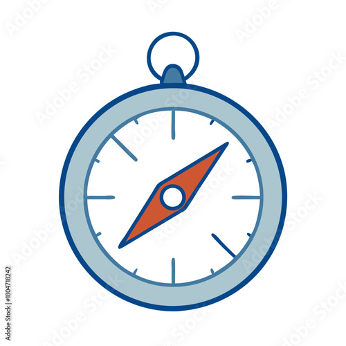 Classic compass icon with directional needle in blue and red colors  