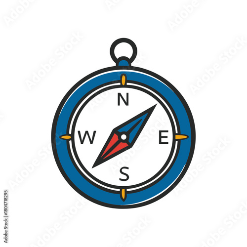 Compass illustration with cardinal directions and colorful design  