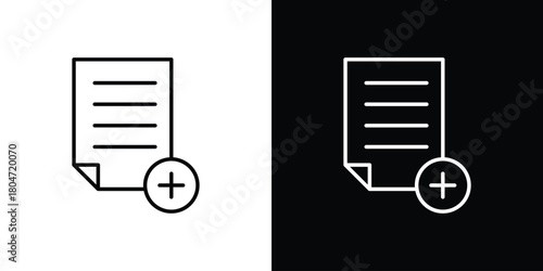 Add document icons. Vector black and line icon, EPS10