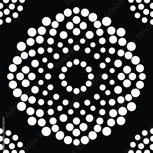 Circular bead like dot clusters forming smooth repeating arrangements Seamless Pattern Design
