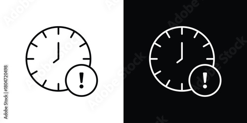 Alarm exclamation icons. Vector black and line icon, EPS10