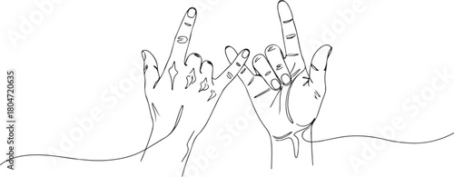 Artistic illustration of two hands making a pinky promise gesture.