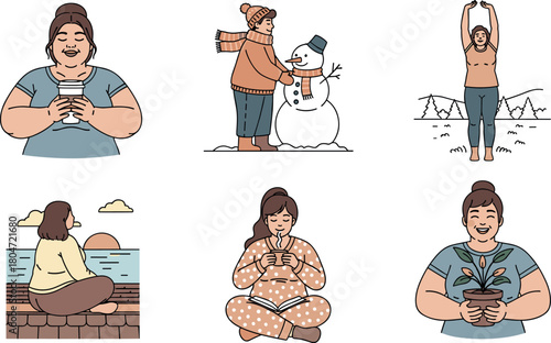 Diverse Women Enjoying Simple Self-Care Activities