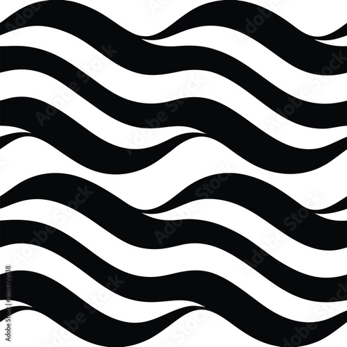 Elegant fluid wave stripes forming soft rhythmic flowing movement Seamless Pattern Design
