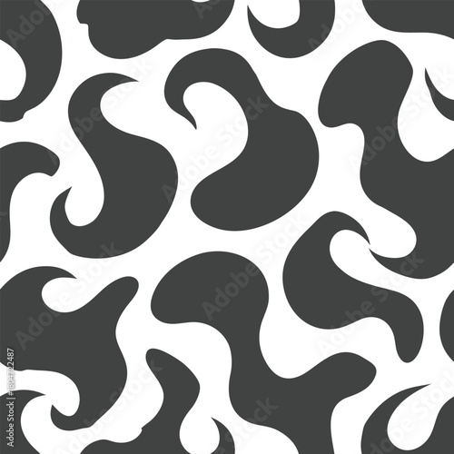 Fluid organic silhouettes merging softly into natural abstract unity Seamless Pattern Design
